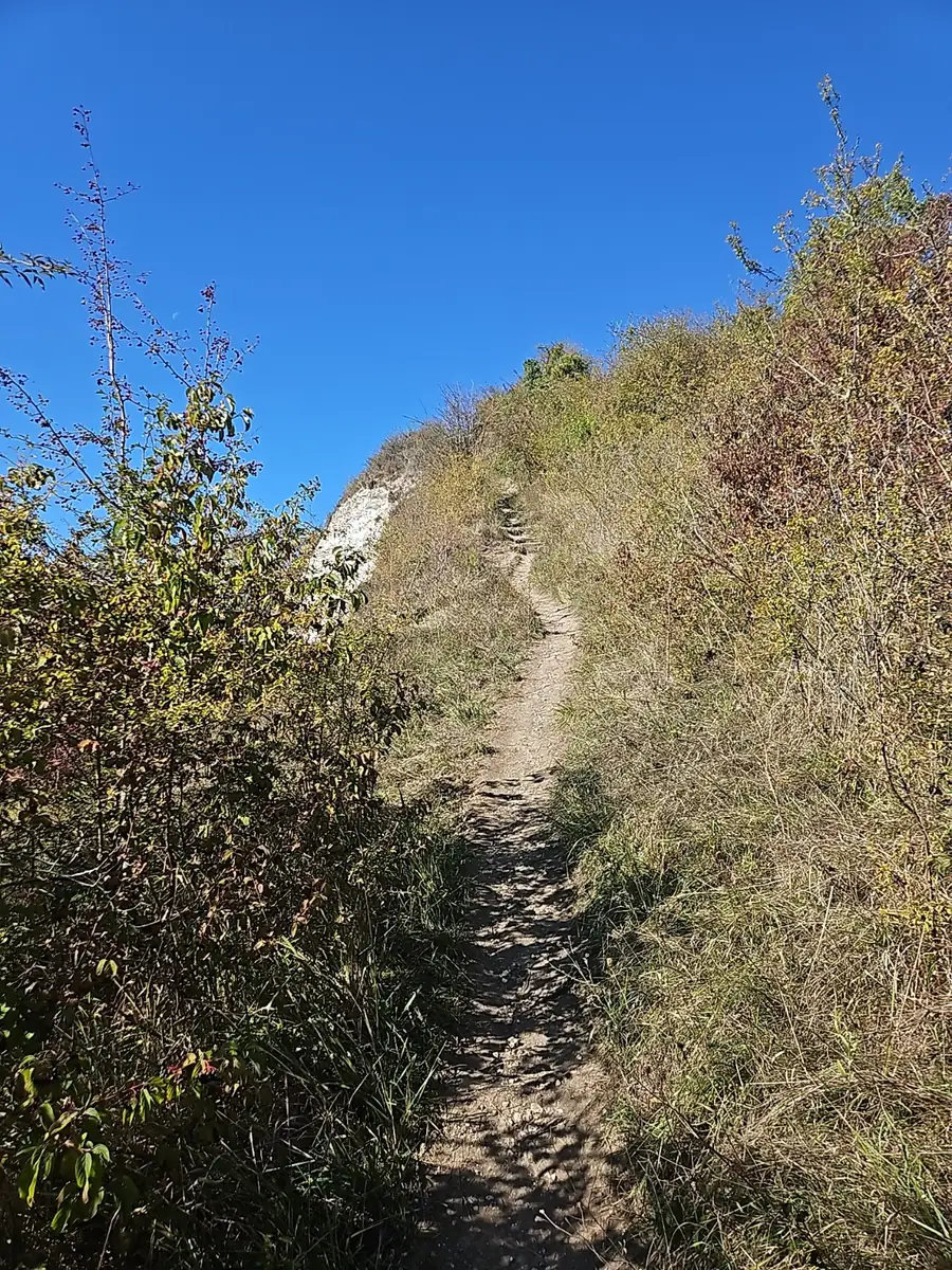 Steep path climbing the hillside above Les Andelys